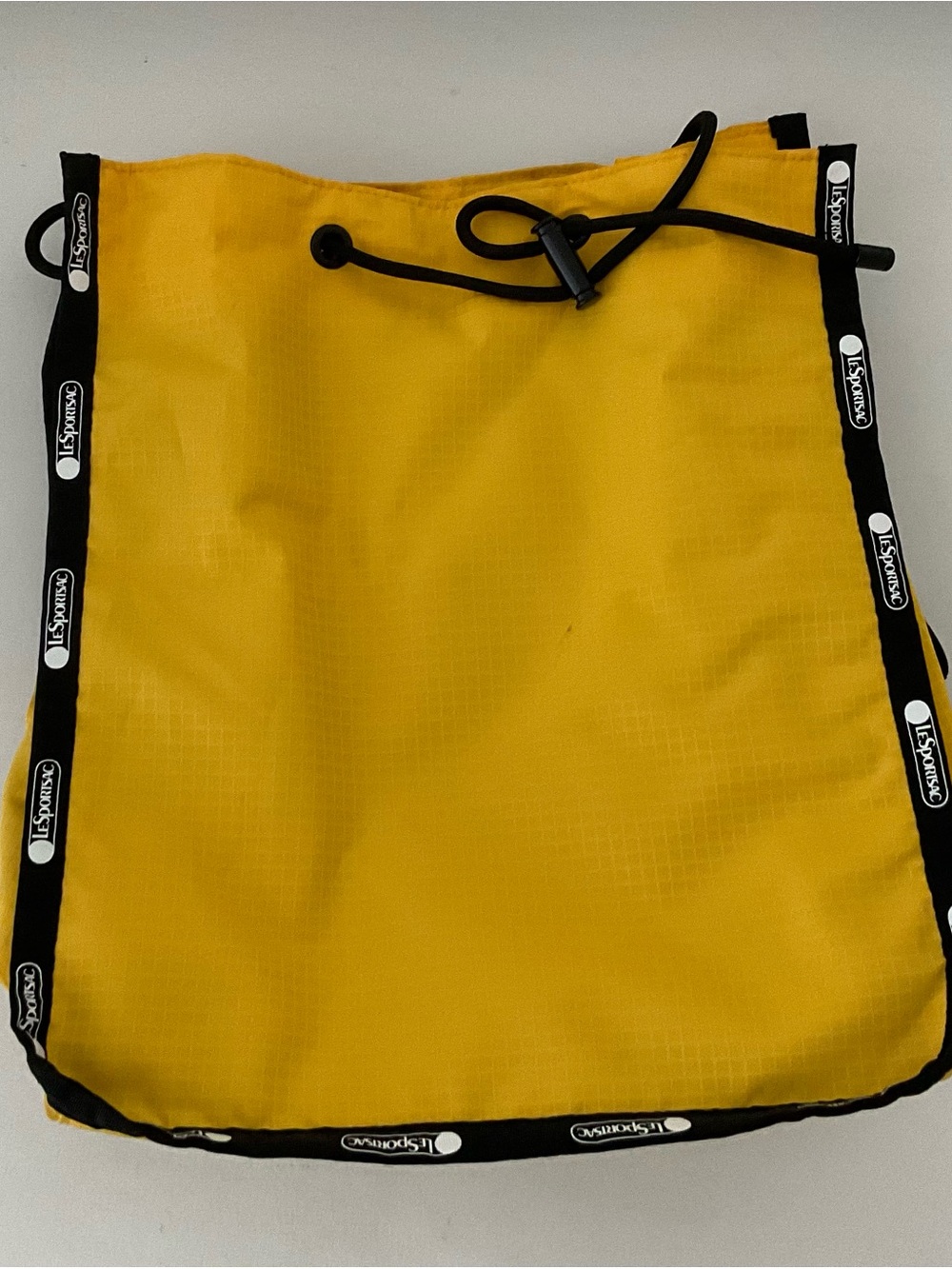 Lesportsac Yellow Drawstring Backpack with Black Trim and Logo Tape,Small